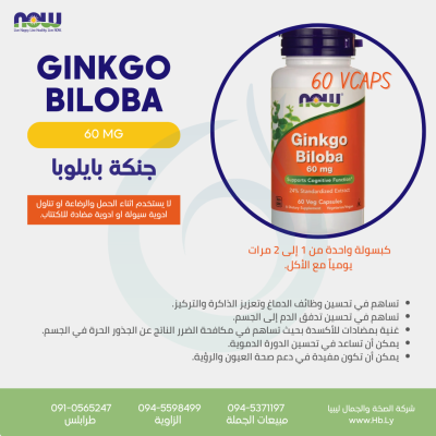 NOW GINKGO BILOBA 60 MG 60VCps